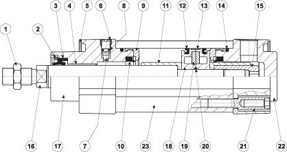 C1 Series Pneumatic Cylinders - Bore 32-125 ISO 6431 (Cutaway Drawing)