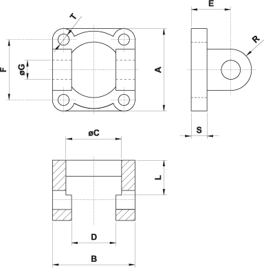 Pneumatic Cylinder Mounting - Rear Female Clevis & Pin (Drawing)