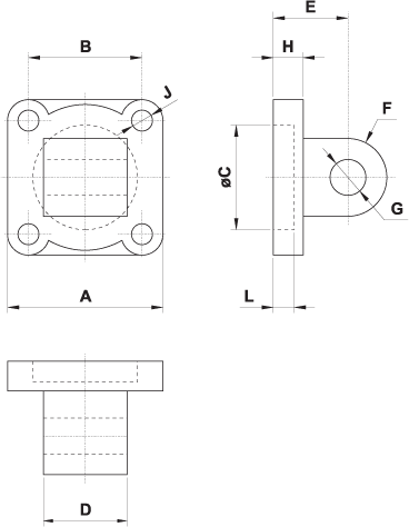 Pneumatic Cylinder Mounting - Rear Male Clevis (No Pin) - CM-11 (Drawing)
