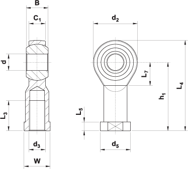 Pneumatic Cylinder Mounting - Rod End Articulated - CM-17 (Drawing)