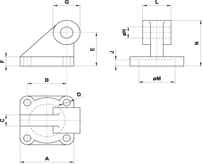 Pneumatic Cylinder Mounting - Hinge 90 degree - CM-19 (Drawing)