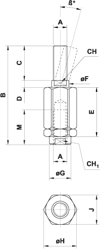 Pneumatic Cylinder Mounting - Rod Coupling - CM-22 (Drawing)